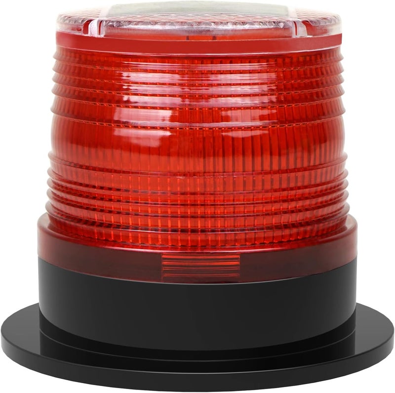 Aolyty Solar Strobe Warning Light with Strong Magnetic Base LED Warning Lamp Super Bright Solar Safety Flashing Light Waterproof for Construction, Traffic, Factory, Crane Tower, Dock (Red) - Image 1